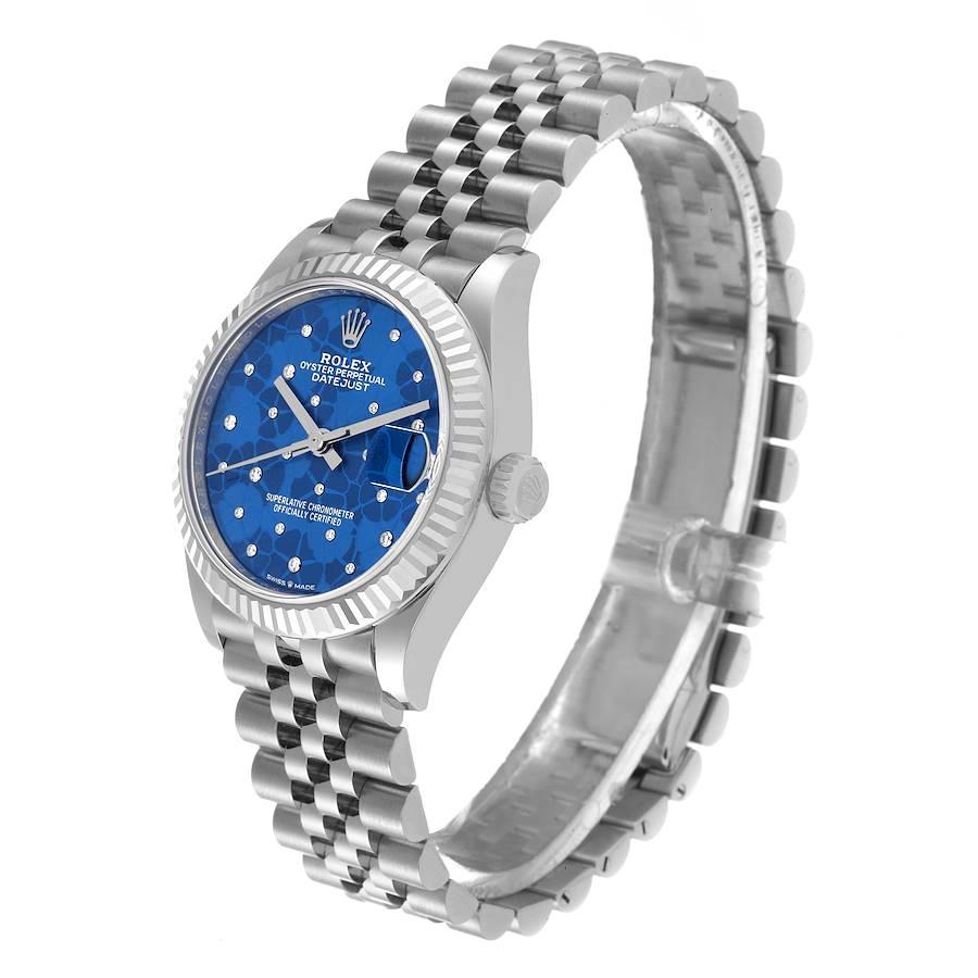 Women's Rolex Datejust Midsize 31 Steel White Gold Blue Dial Watch 278274 Unworn