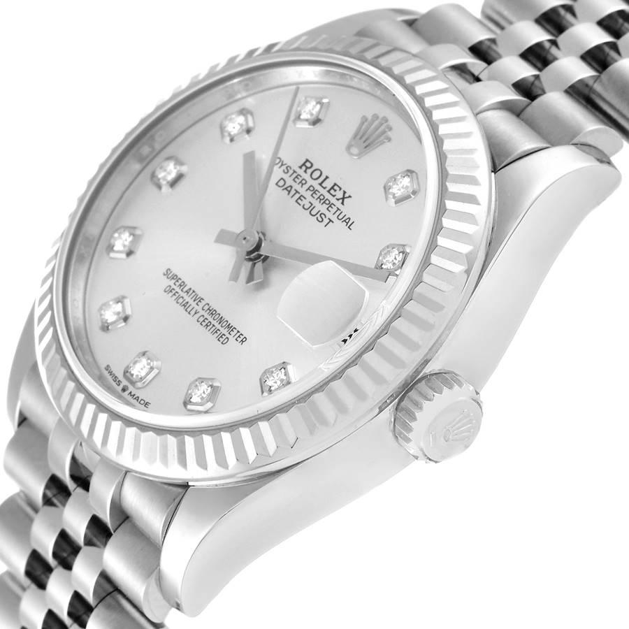 Rolex Datejust Midsize 31 Steel White Gold Diamond Dial Ladies Watch 278274 1