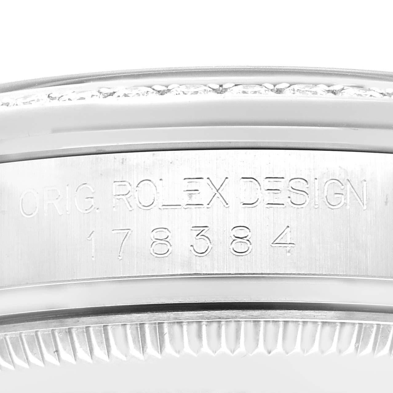 Rolex Datejust Midsize 31 Stahl Weißgold Diamant Damenuhr 178384 Box Karte im Zustand „Hervorragend“ im Angebot in Atlanta, GA
