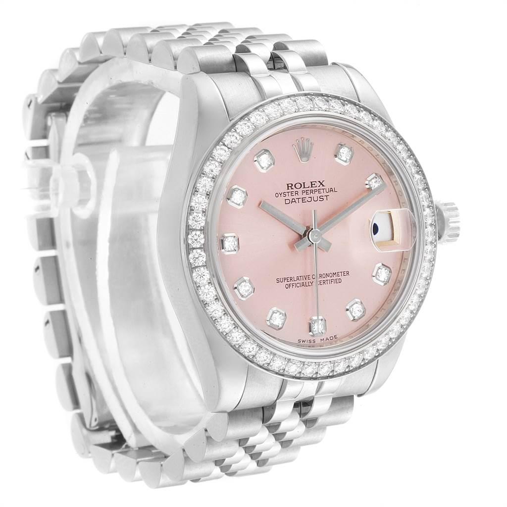 Women's Rolex Datejust Midsize 31 Steel White Gold Diamond Ladies Watch 178384 For Sale