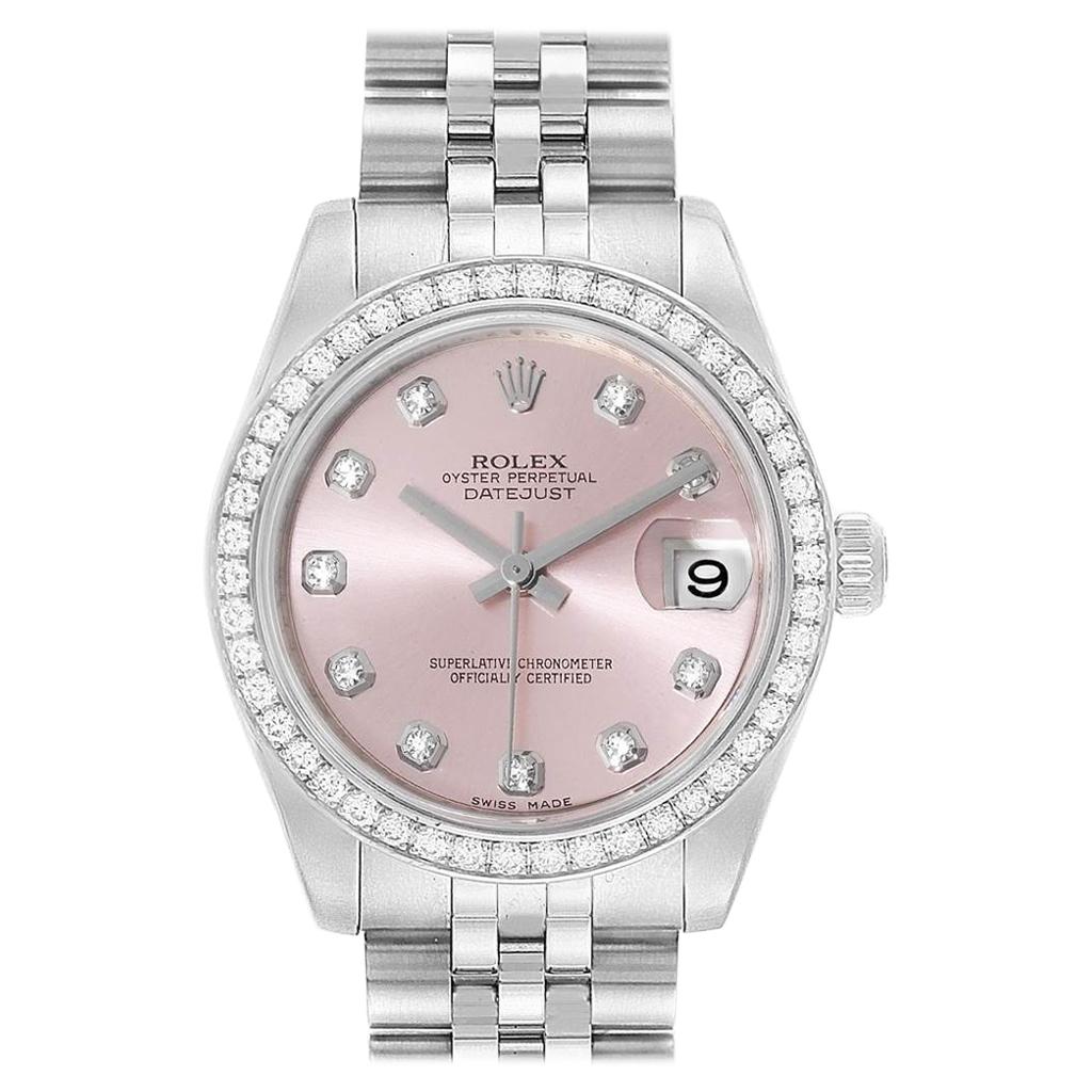 Rolex Datejust Midsize 31 Steel White Gold Diamond Ladies Watch 178384 For Sale