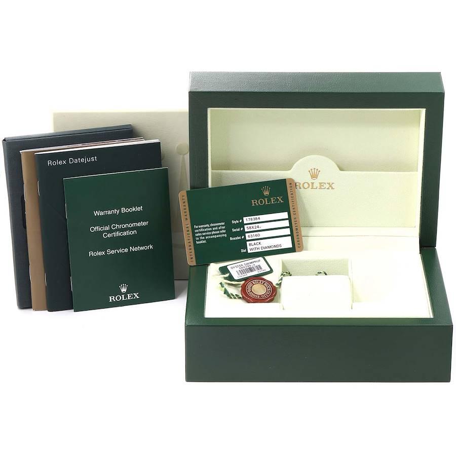 Rolex Datejust Midsize 31 Stahl Weißgold Diamantuhr 178384 Box Card im Angebot 8