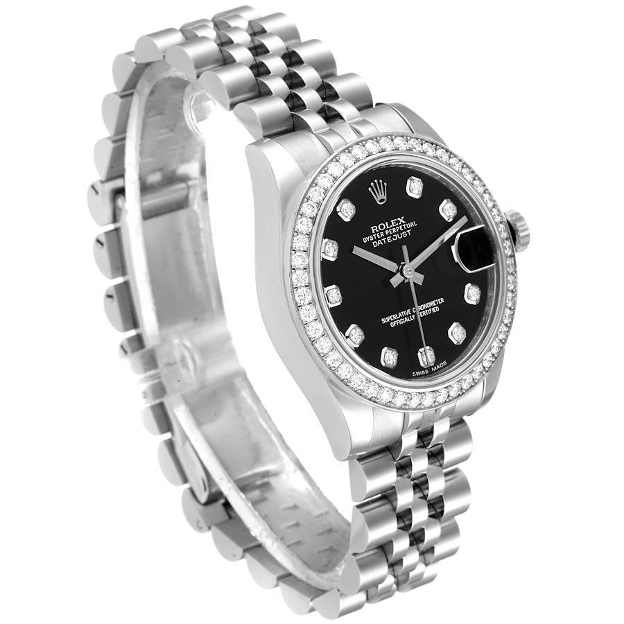 Rolex Datejust Midsize 31 Stahl Weißgold Diamantuhr 178384 Box Card im Zustand „Hervorragend“ im Angebot in Atlanta, GA
