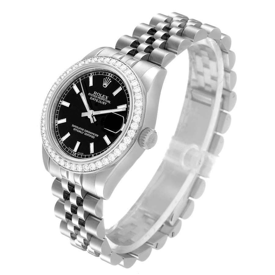 Women's Rolex Datejust Midsize 31 Steel White Gold Diamond Watch 178384 Box Card