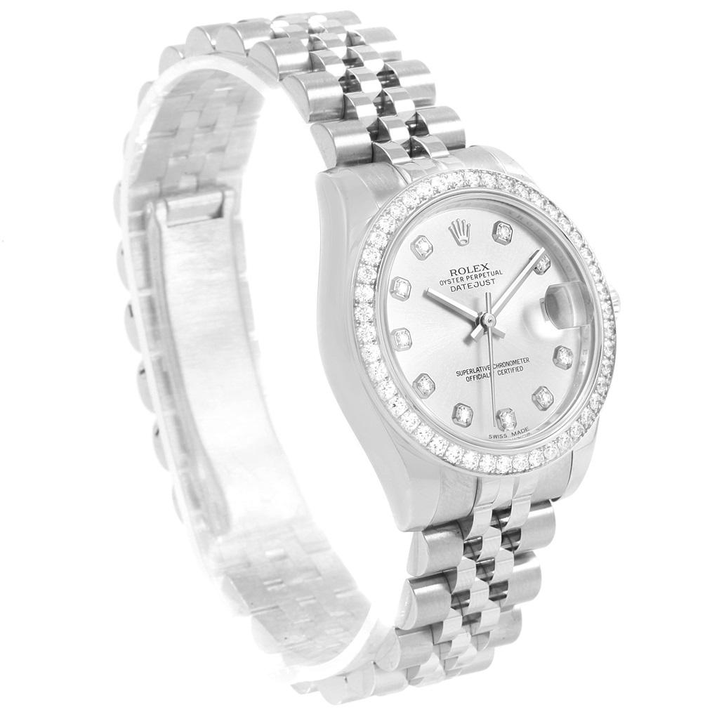 Rolex Datejust Midsize 31 Steel White Gold Diamond Watch 178384 Box Card 4