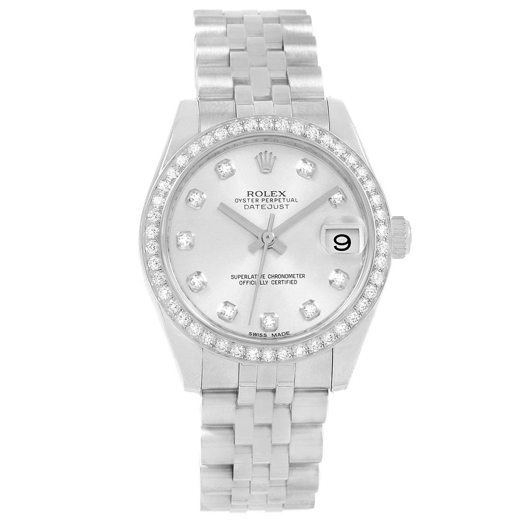 Rolex Datejust Midsize 31 Steel White Gold Diamond Watch 178384 Box Card 5