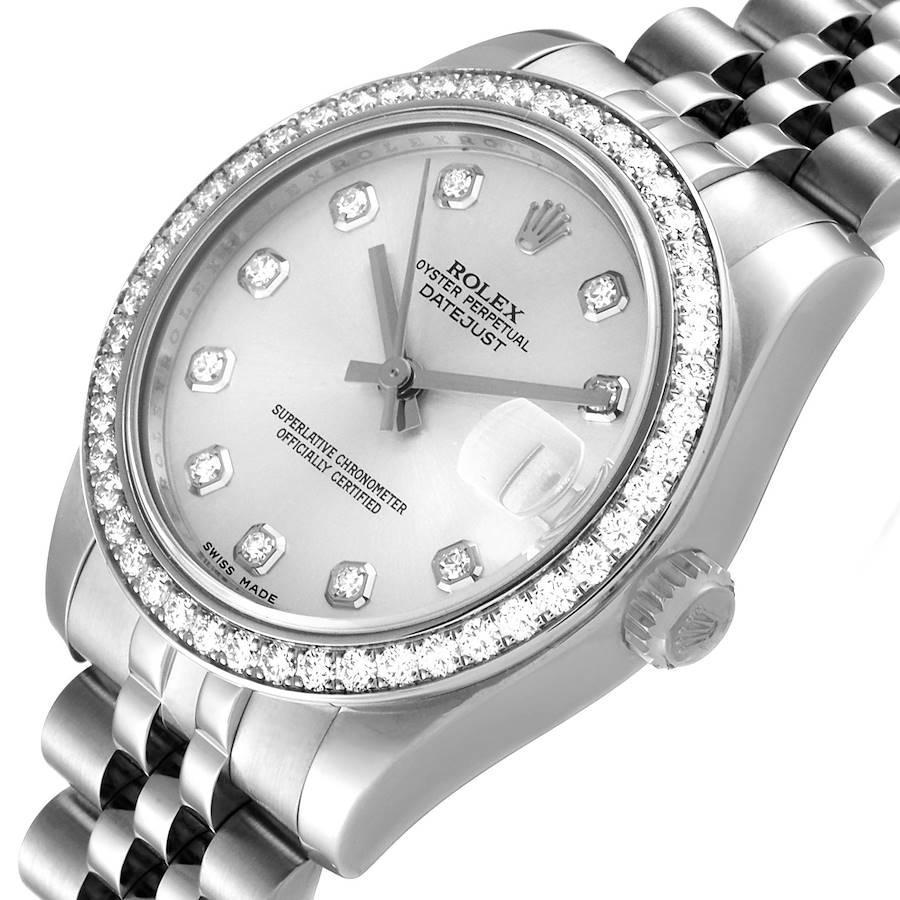 Rolex Datejust Midsize 31 Steel White Gold Diamond Watch 178384 For Sale 1