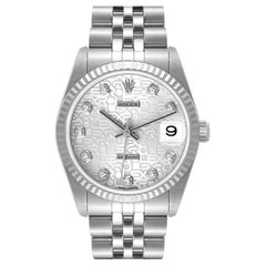 Rolex Datejust Midsize 31 Steel White Gold Diamond Watch 78274 Box Papers