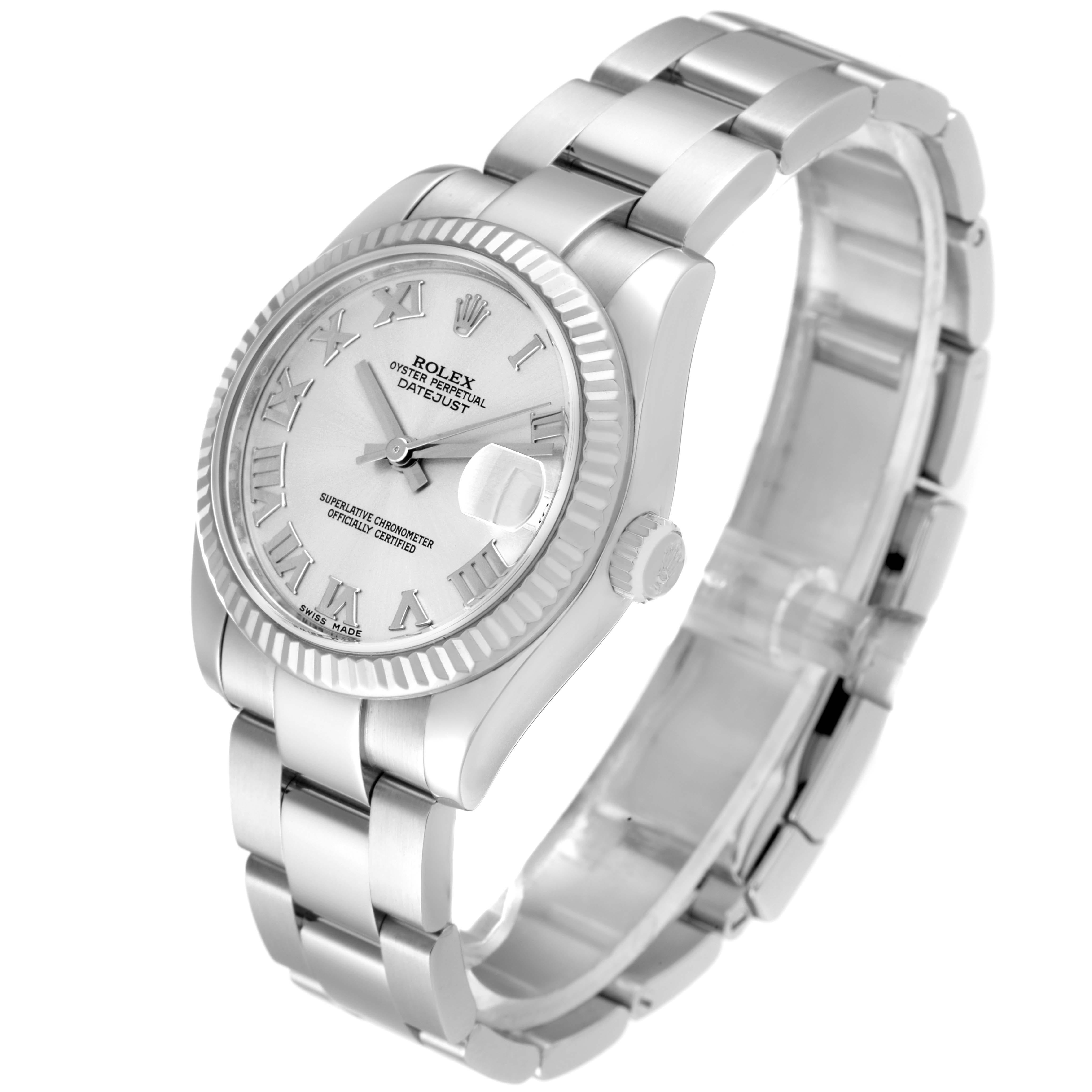 Women's Rolex Datejust Midsize 31 Steel White Gold Ladies Watch 178274 Box Card