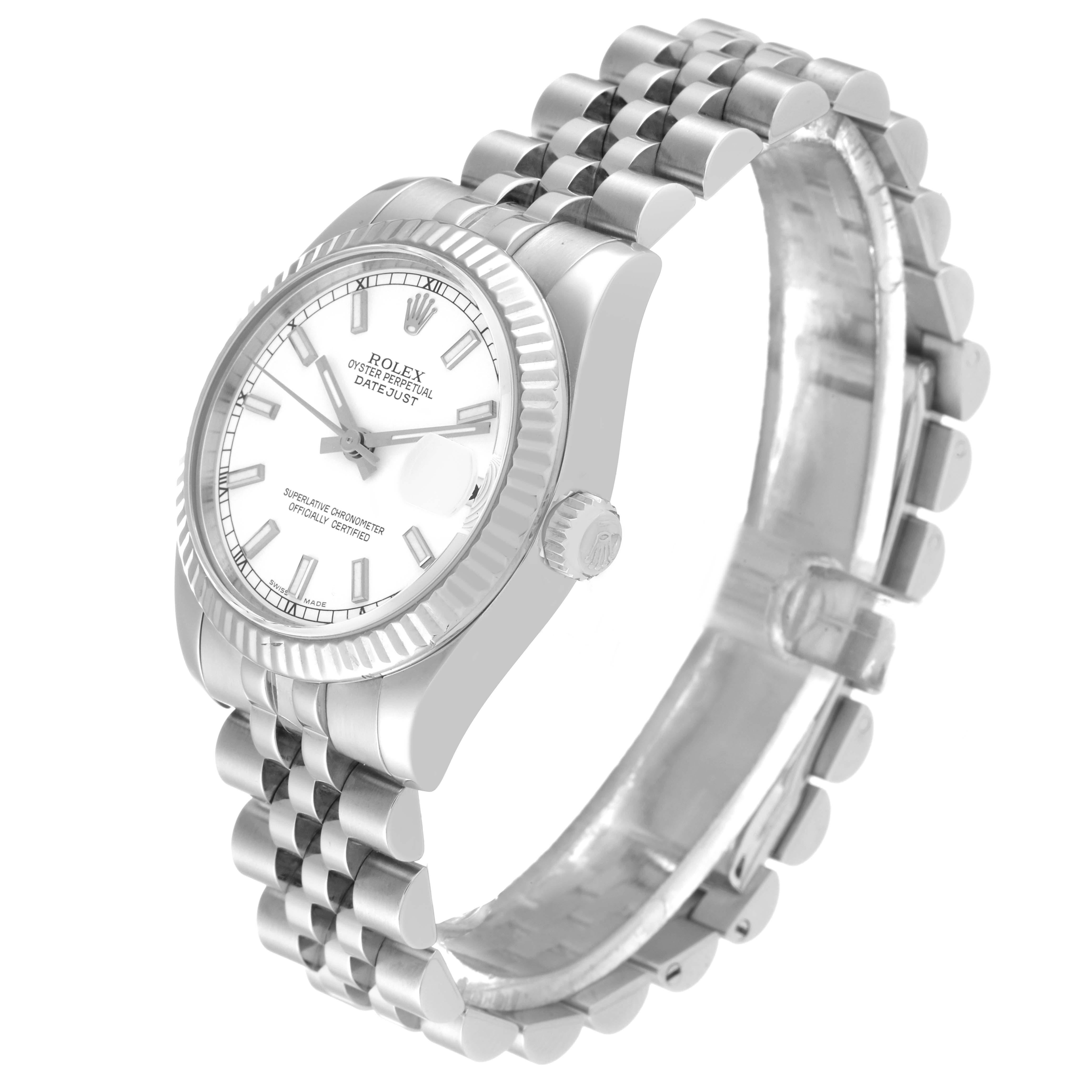 Women's Rolex Datejust Midsize 31 Steel White Gold Ladies Watch 178274