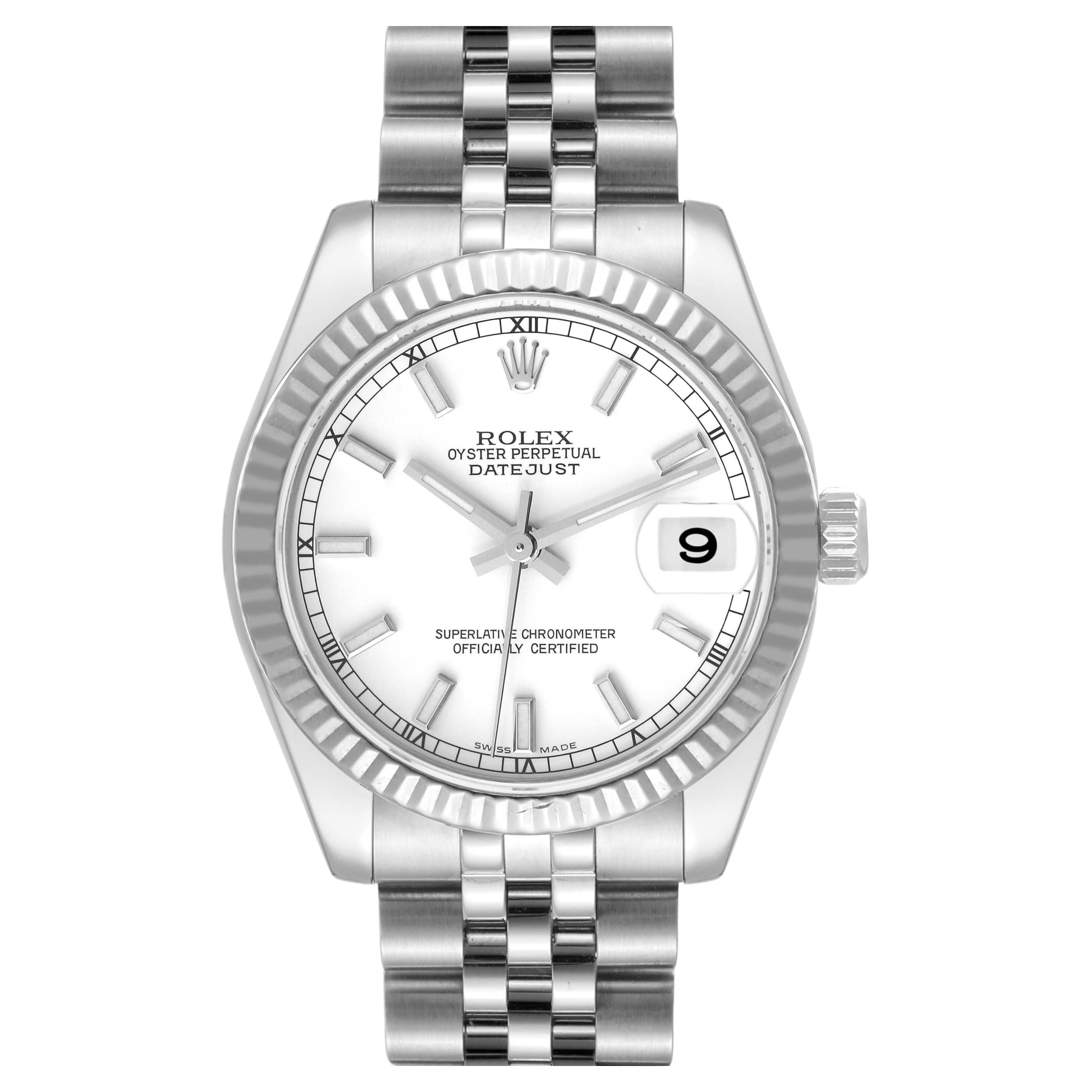 Rolex Datejust Midsize 31 Steel White Gold Ladies Watch 178274