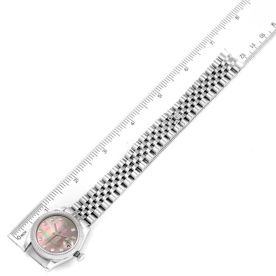 Rolex Datejust Midsize 31 Steel White Gold MOP Diamond Watch 178274 Box Card For Sale 4