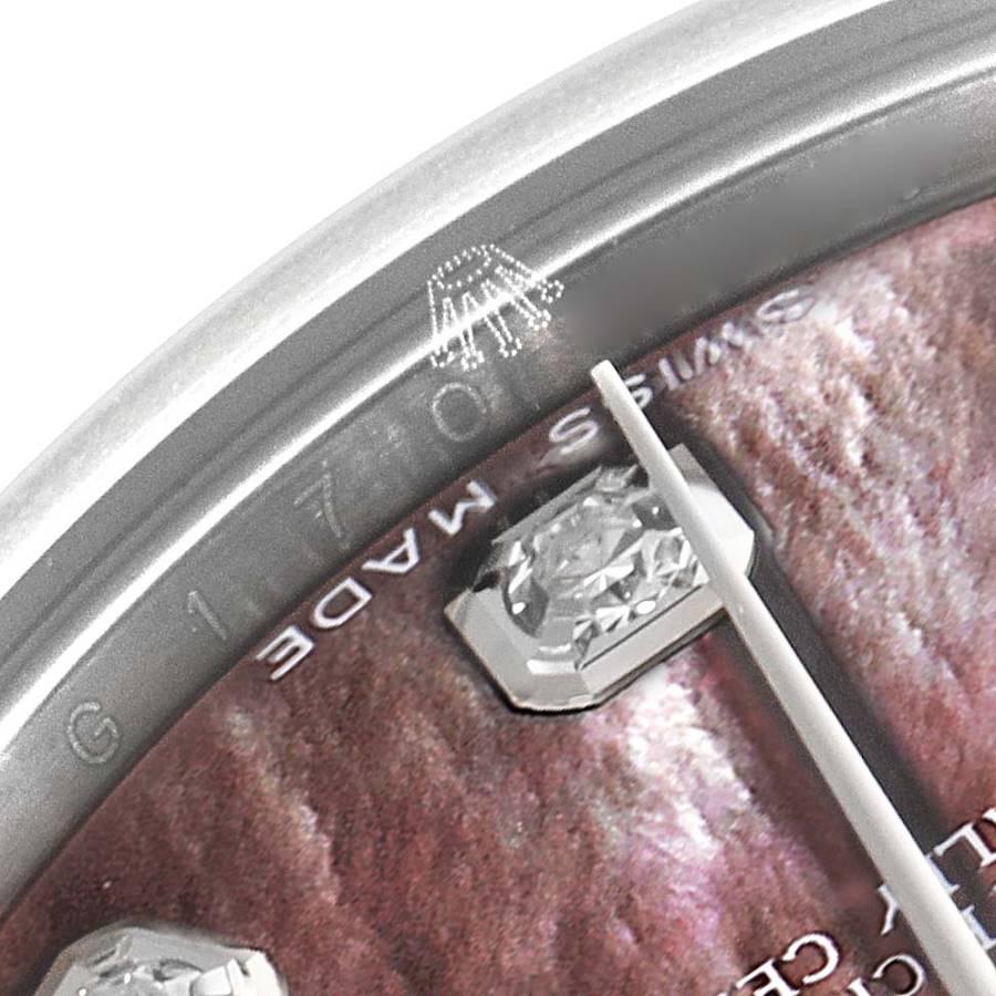 Women's Rolex Datejust Midsize 31 Steel White Gold MOP Diamond Watch 178274 Box Card For Sale