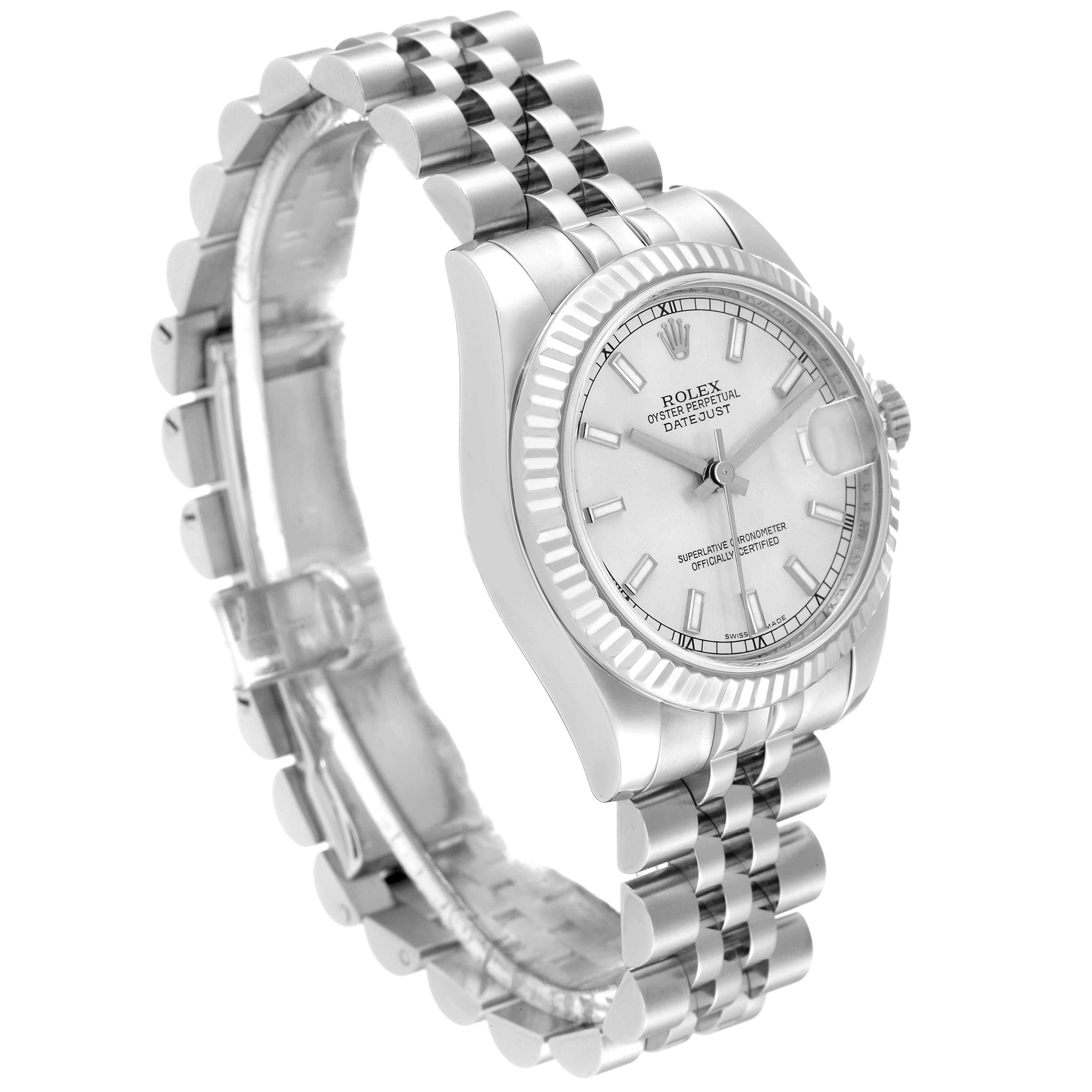 Rolex Datejust Midsize 31 Steel White Gold Silver Dial Ladies Watch 178274 In Excellent Condition For Sale In Atlanta, GA