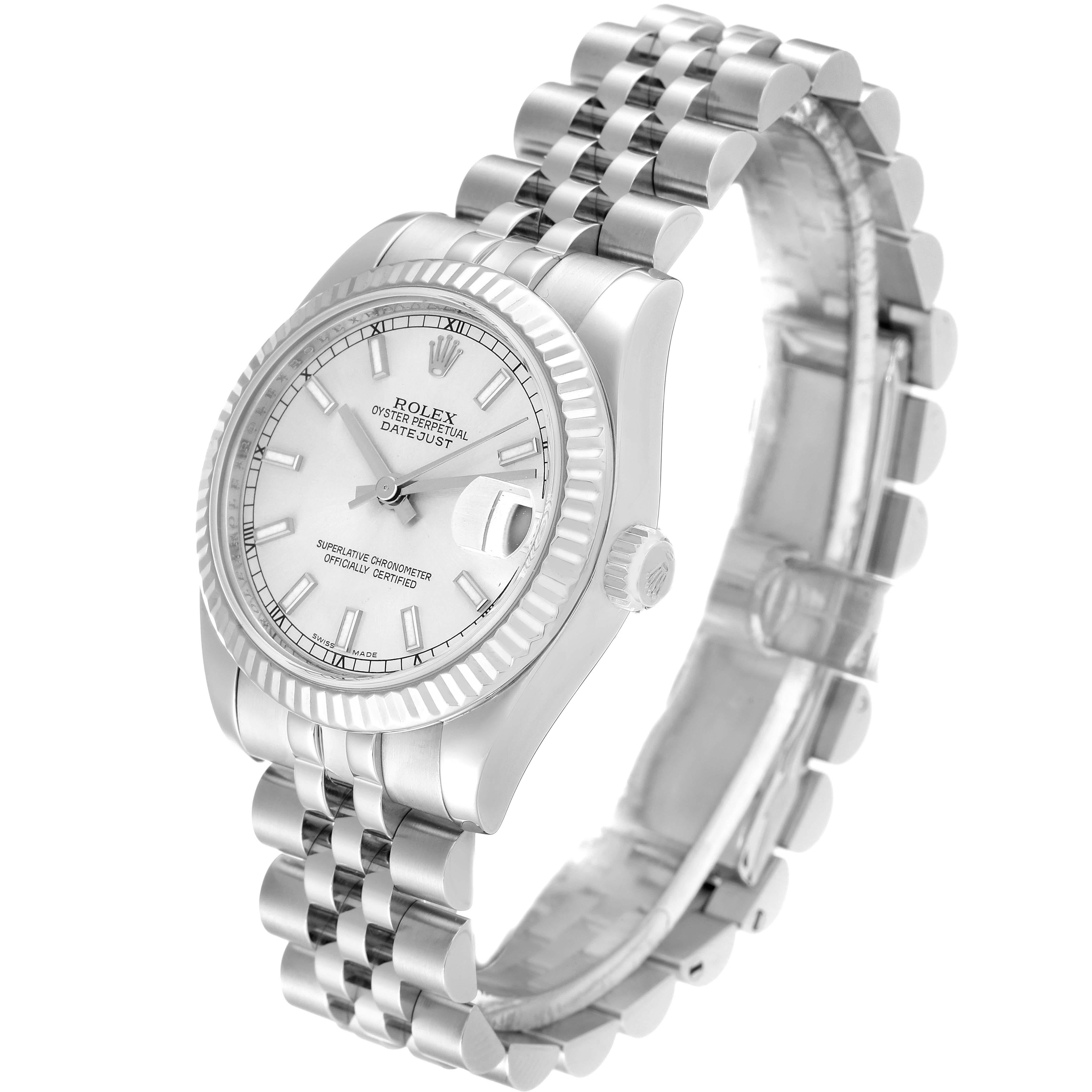 Women's Rolex Datejust Midsize 31 Steel White Gold Silver Dial Ladies Watch 178274 For Sale