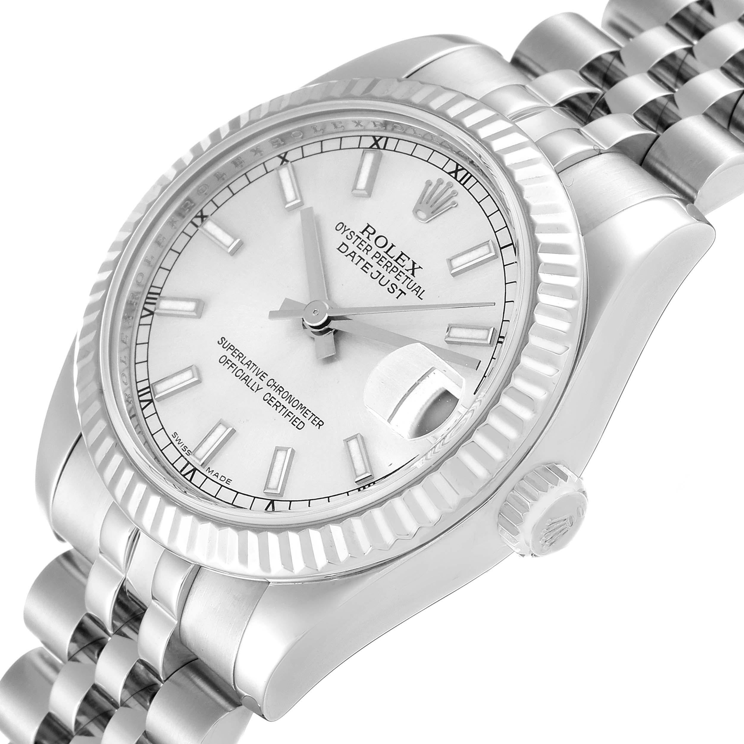 Rolex Datejust Midsize 31 Steel White Gold Silver Dial Ladies Watch 178274 For Sale 1