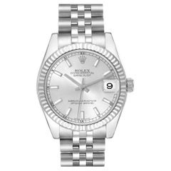 Rolex Datejust Midsize 31 Steel White Gold Silver Dial Ladies Watch 178274