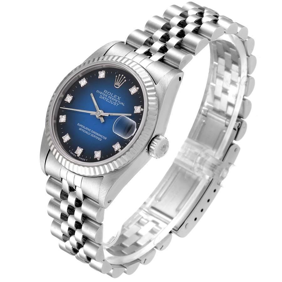 Women's Rolex Datejust Midsize 31 Steel White Gold Vignette Diamond Watch 68274 For Sale