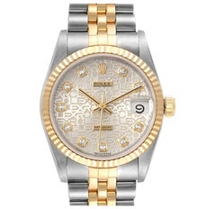 Rolex Datejust Midsize 31 Steel Yellow Gold Diamond Ladies Watch 68273 Box Paper