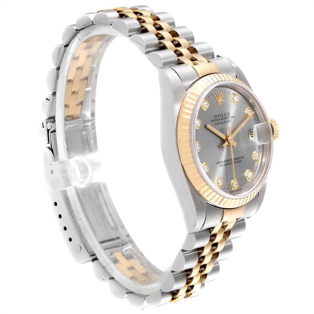 Rolex Datejust Midsize 31 Steel Yellow Gold Diamond Ladies Watch 68273 In Excellent Condition In Atlanta, GA