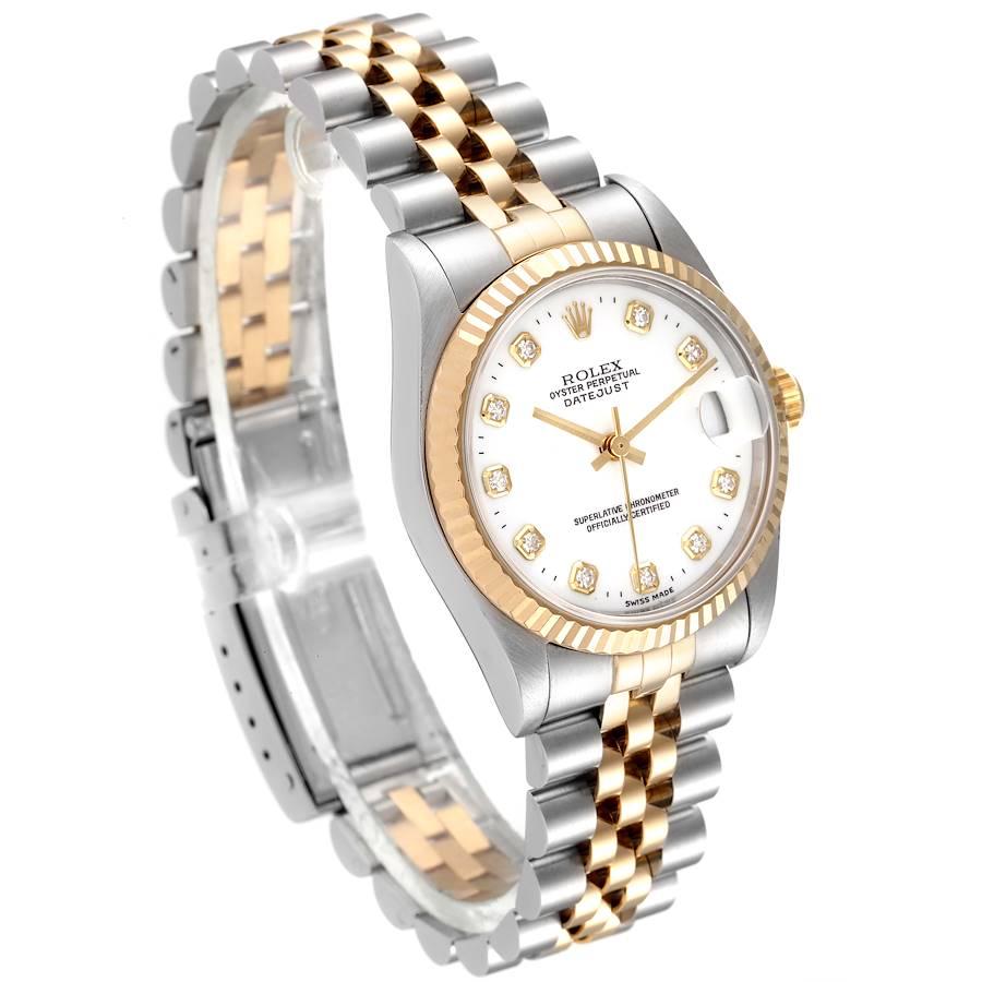 Rolex Datejust Midsize 31 Steel Yellow Gold Diamond Ladies Watch 68273 In Good Condition In Atlanta, GA
