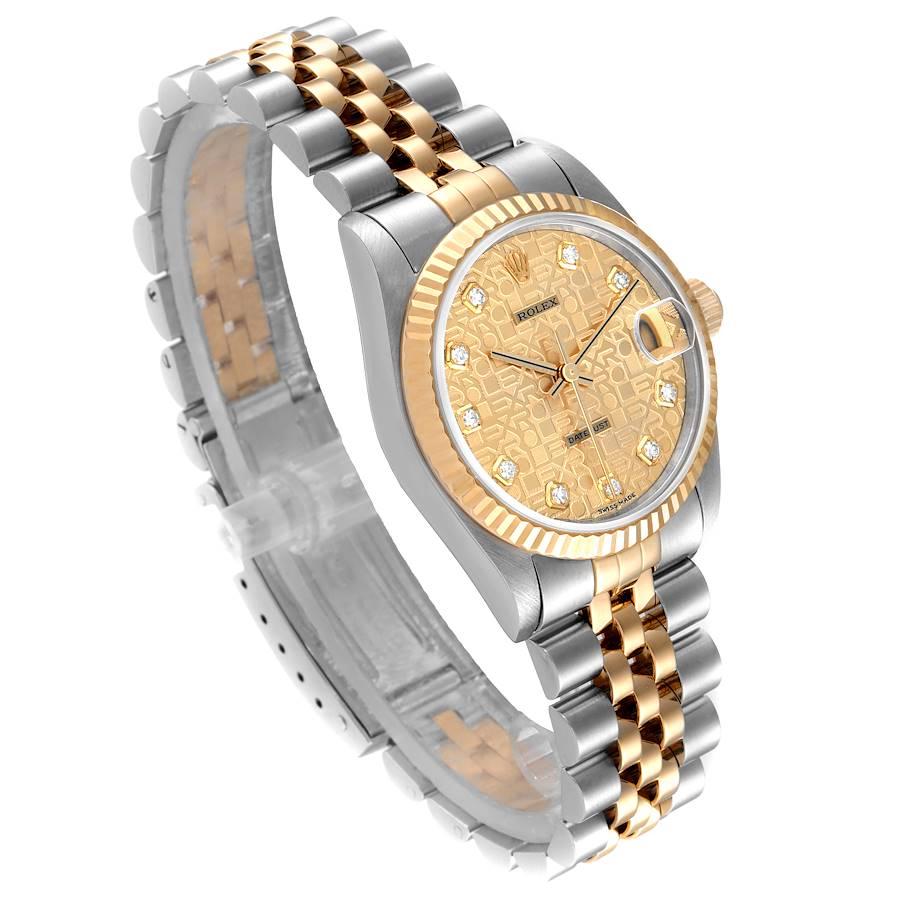 Rolex Datejust Midsize 31 Damenuhr aus Stahl und Gelbgold mit Diamanten 68273 im Zustand „Hervorragend“ im Angebot in Atlanta, GA