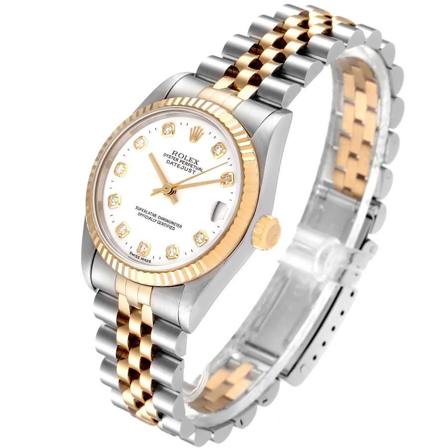 Women's Rolex Datejust Midsize 31 Steel Yellow Gold Diamond Ladies Watch 68273