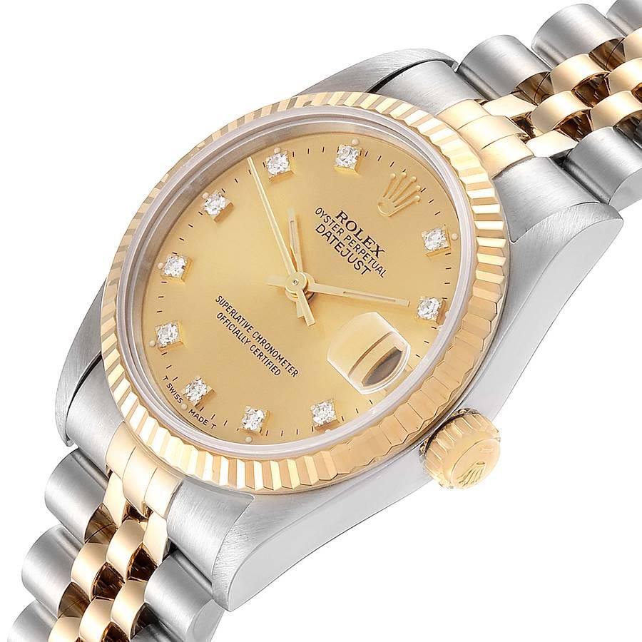 Rolex Datejust Midsize 31 Steel Yellow Gold Diamond Ladies Watch 68273 1