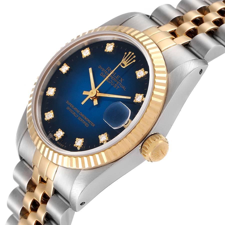 Rolex Datejust Midsize 31 Steel Yellow Gold Diamond Ladies Watch 68273 2