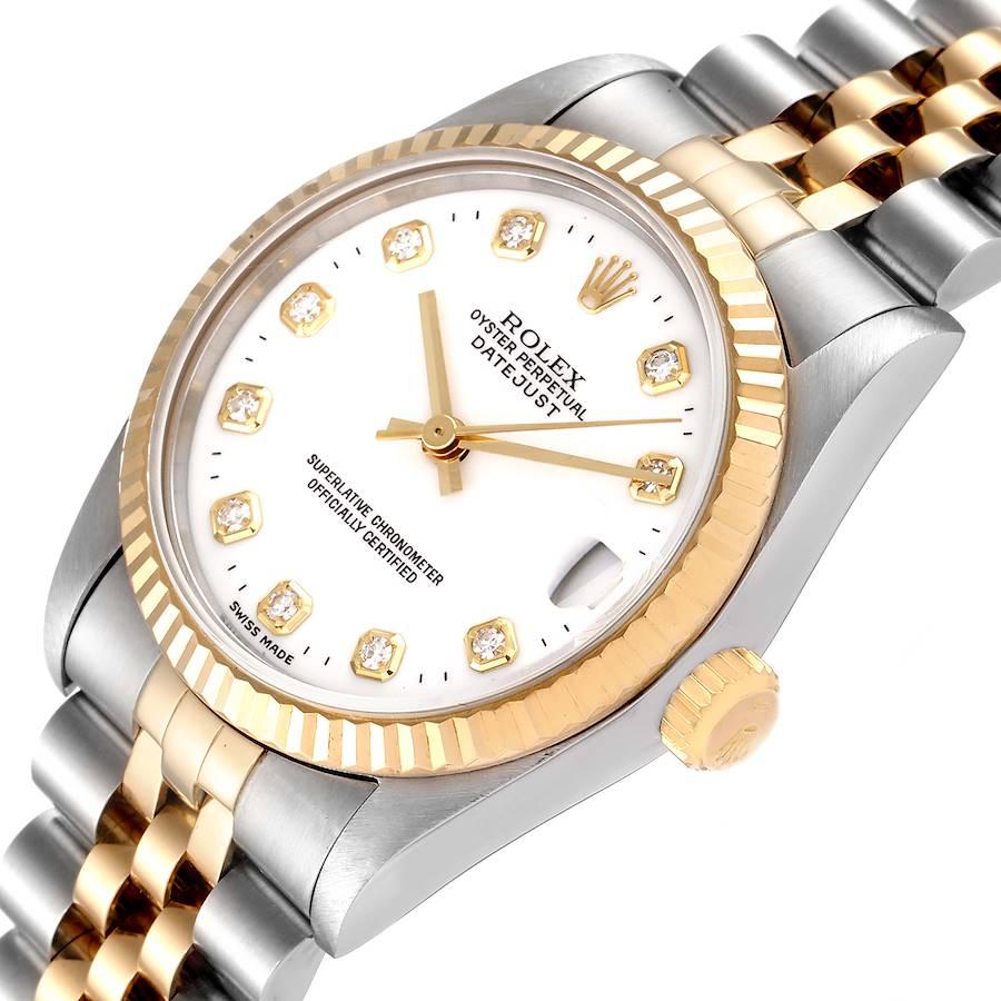 Rolex Datejust Midsize 31 Steel Yellow Gold Diamond Ladies Watch 68273 1