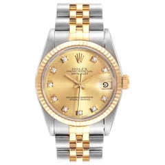 Rolex Datejust Midsize 31 Steel Yellow Gold Diamond Ladies Watch 68273