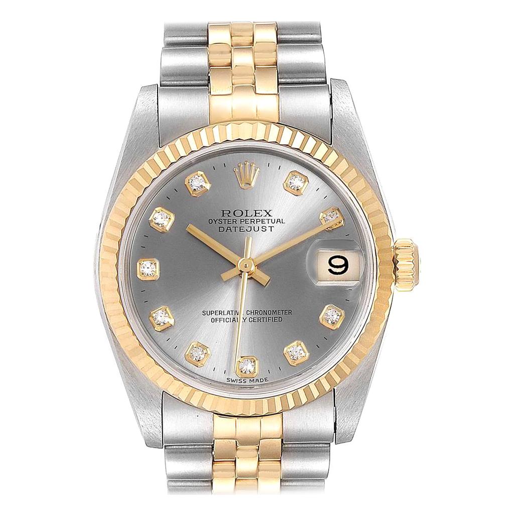 Rolex Datejust Midsize 31 Steel Yellow Gold Diamond Ladies Watch 68273