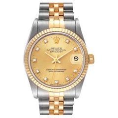 Rolex Datejust Midsize 31 Steel Yellow Gold Diamond Ladies Watch 68273