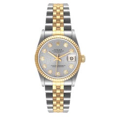 Rolex Datejust Midsize 31 Steel Yellow Gold Diamond Ladies Watch 68273 Nos
