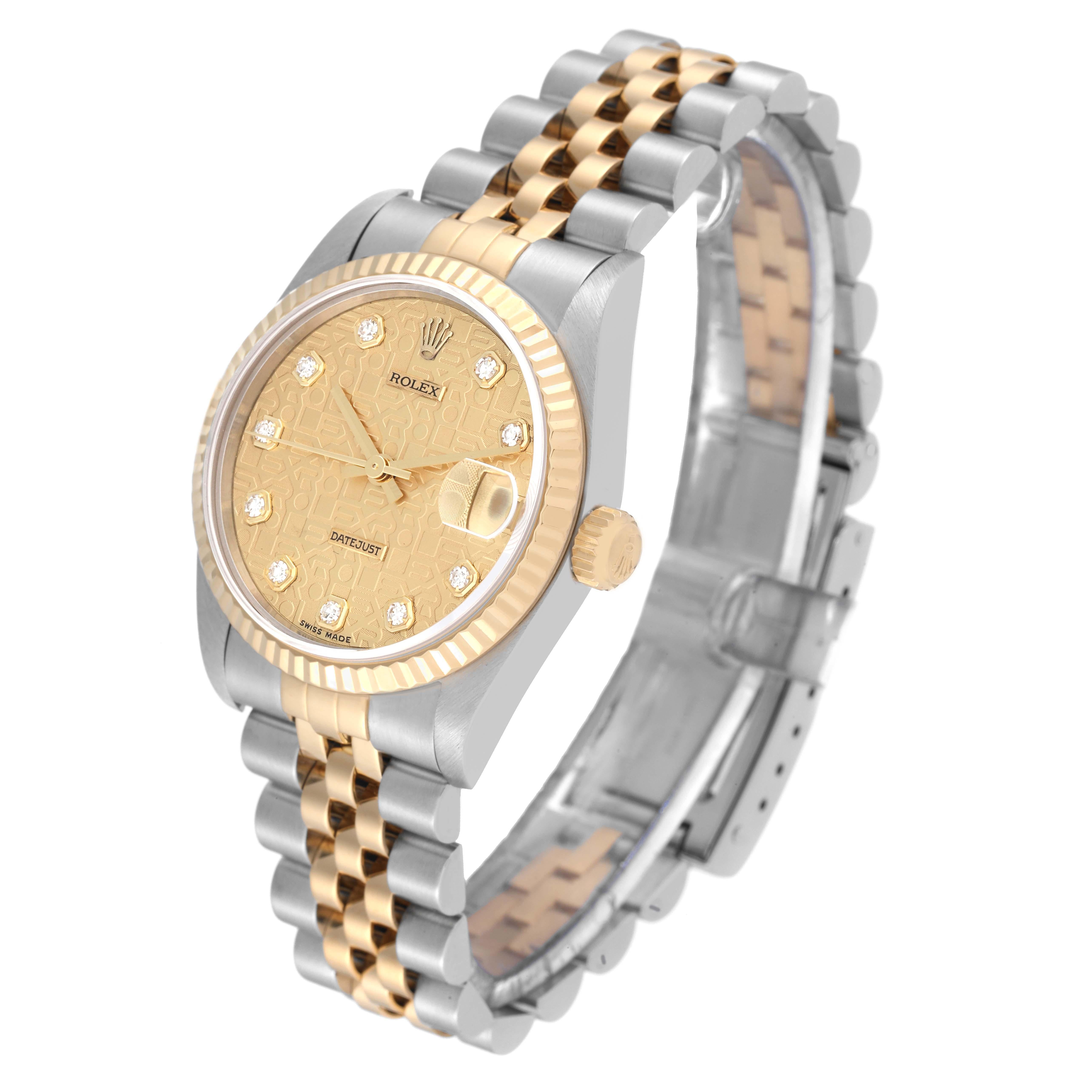 Women's Rolex Datejust Midsize 31 Steel Yellow Gold Diamond Ladies Watch 78273