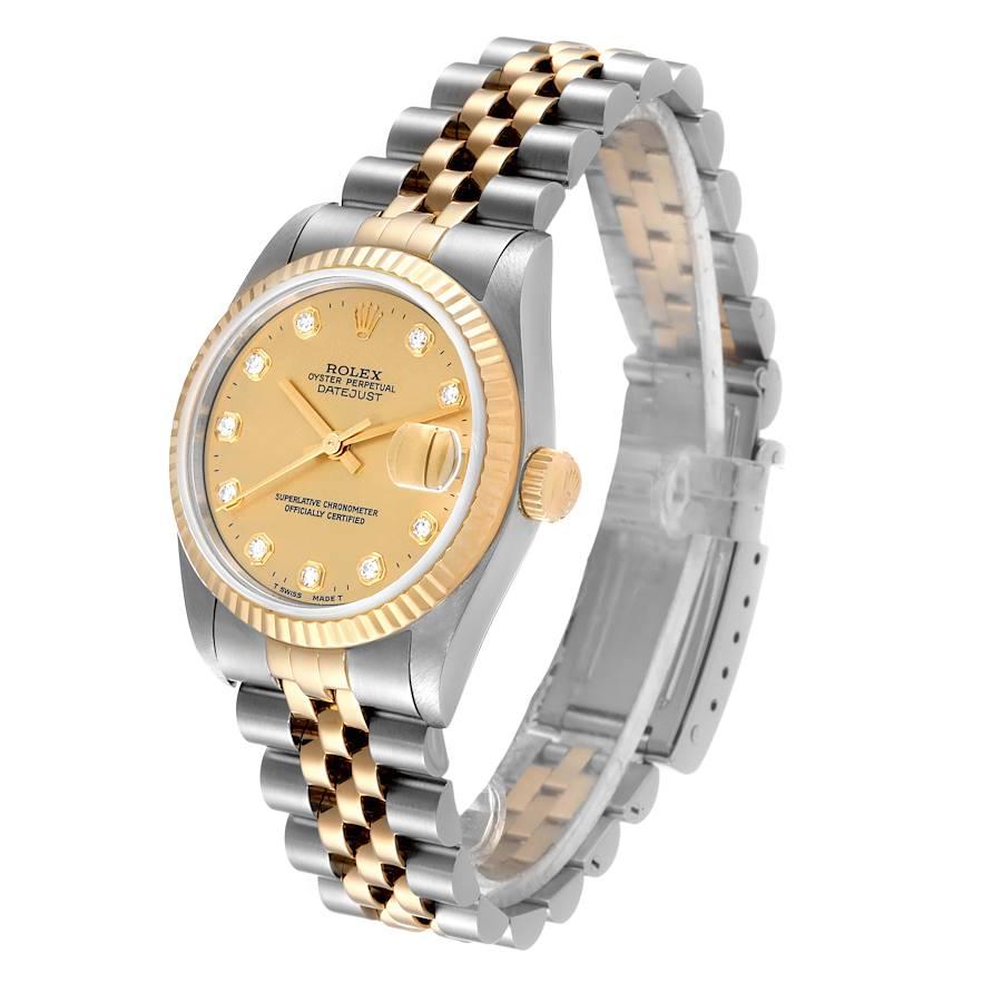 Women's Rolex Datejust Steel Yellow Gold Diamond Watch 68273 Box Papers