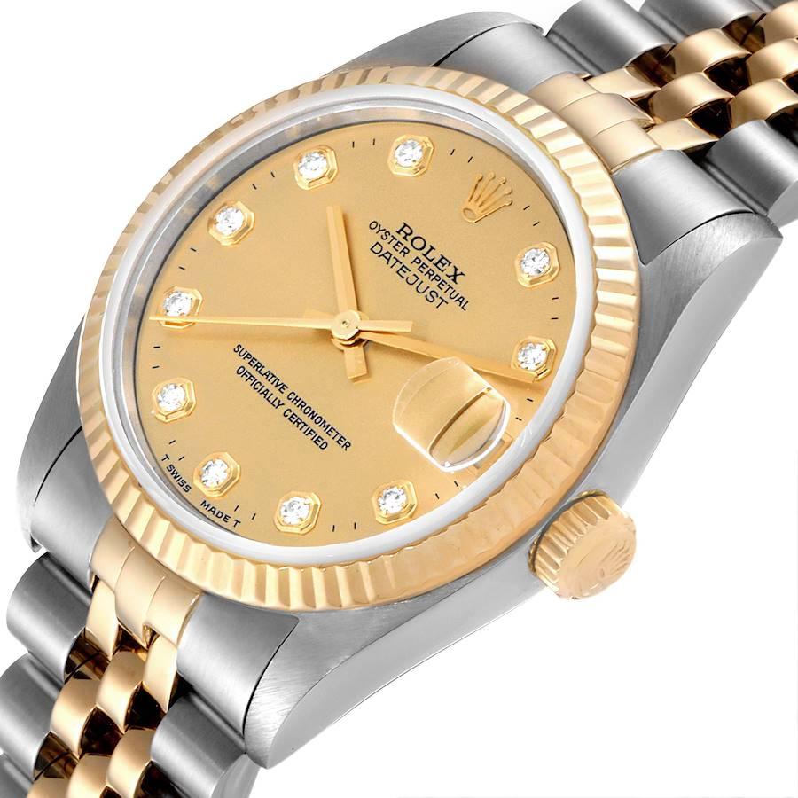 Rolex Datejust Steel Yellow Gold Diamond Watch 68273 Box Papers 1