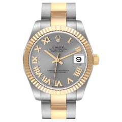 Rolex Montre Datejust de taille moyenne 31 avec cadran en acier et or jaune et ardoise pour femmes 178273