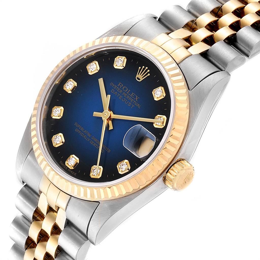 Rolex Datejust Midsize 31 Steel Yellow Gold Vignette Diamond Watch 68273 For Sale 2