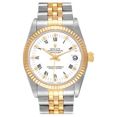 Rolex Datejust Midsize Steel Yellow Gold White Dial Watch 68273 Box Papers
