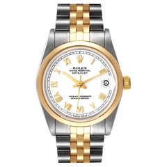 Rolex Datejust Midsize 31 Steel Yellow Gold White Roman Dial Ladies Watch 68243