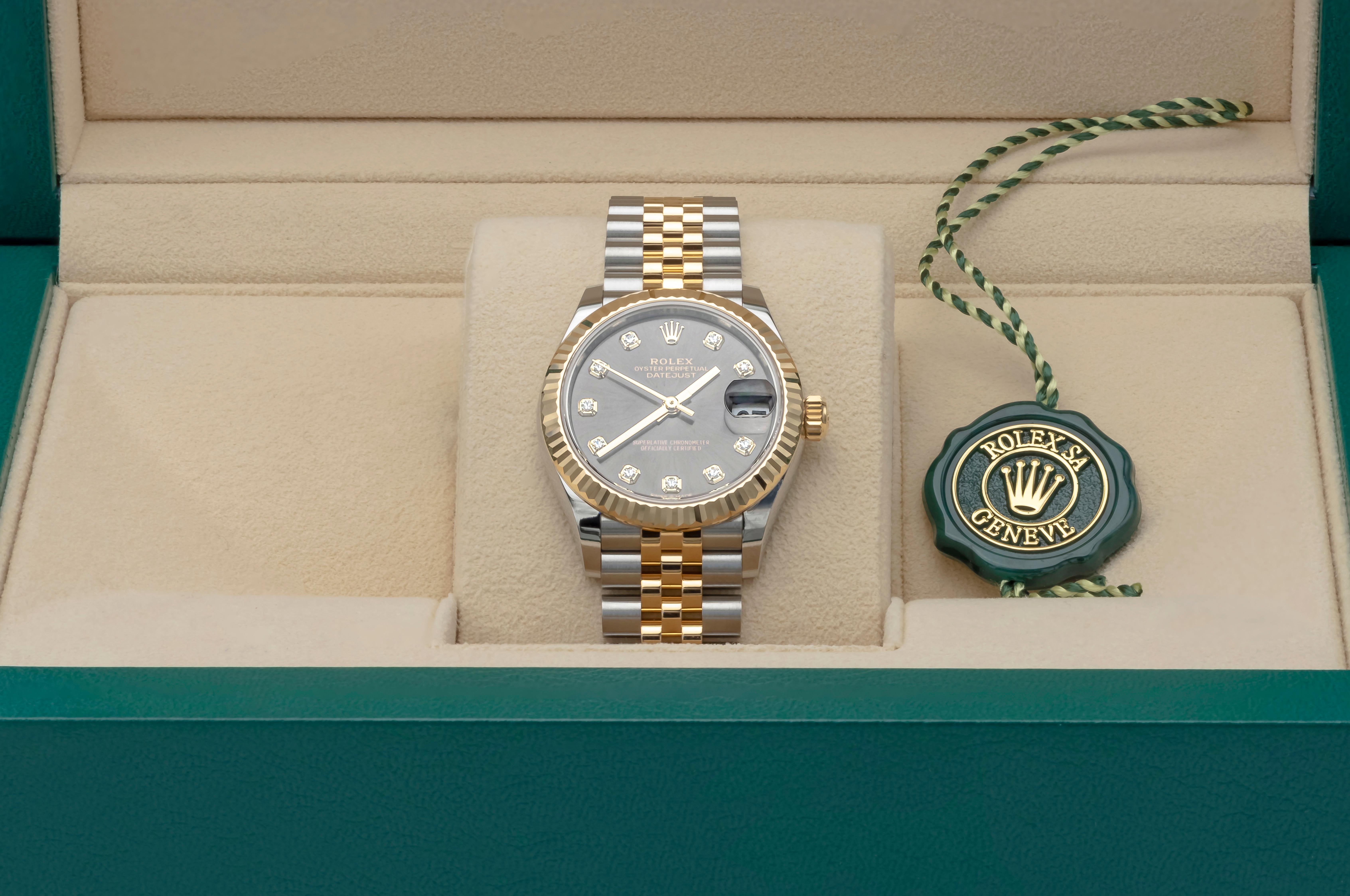 Rolex Datejust Two-Tone Diamond Dial Ladies Watch In New Condition In New York, NY