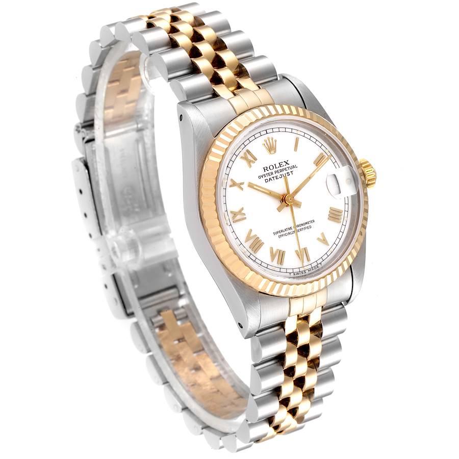 Rolex Datejust Midsize 31 White Dial Steel Yellow Gold Ladies Watch 68273 In Good Condition In Atlanta, GA