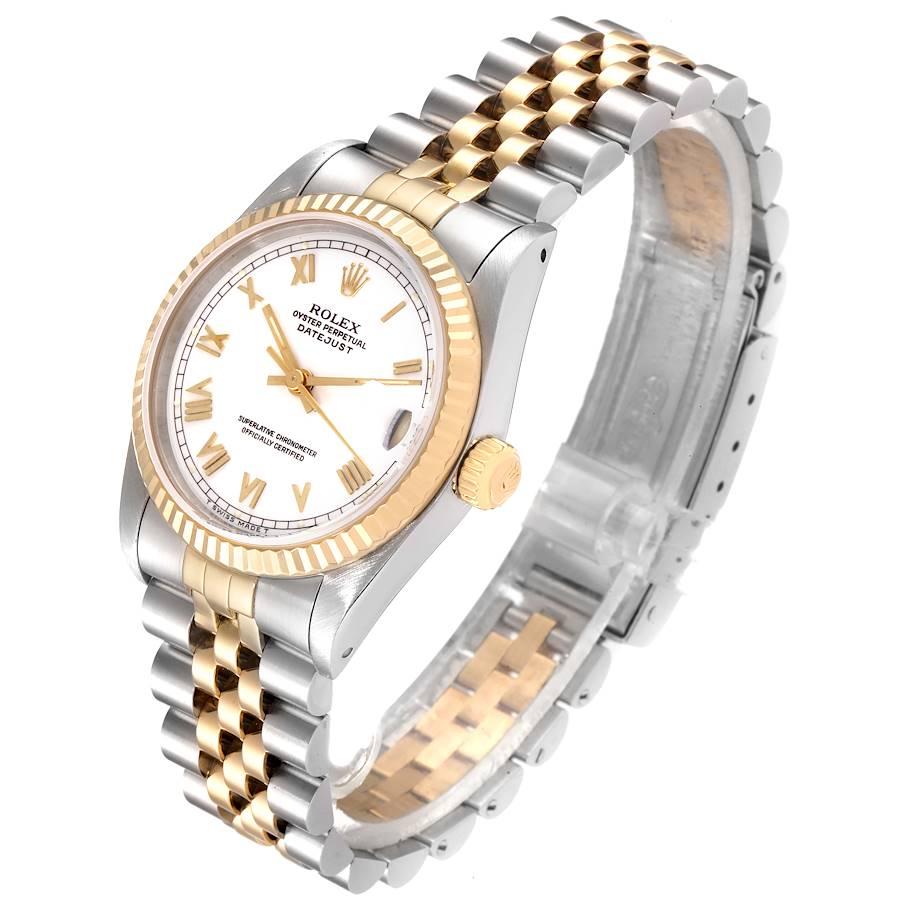 Women's Rolex Datejust Midsize 31 White Dial Steel Yellow Gold Ladies Watch 68273