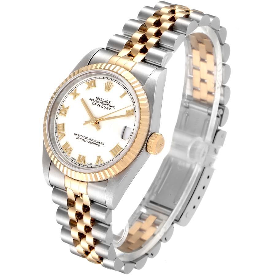 Women's Rolex Datejust Midsize 31 White Dial Steel Yellow Gold Watch 68273 Box Papers For Sale
