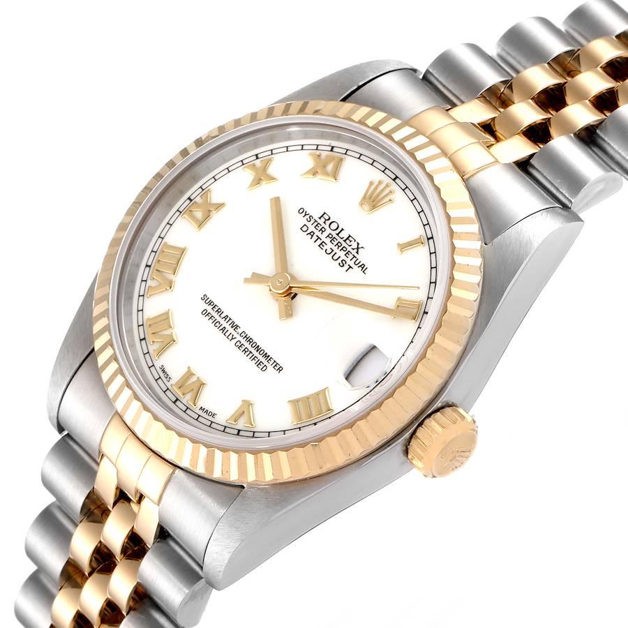 Rolex Datejust Midsize 31 White Dial Steel Yellow Gold Watch 68273 Box Papers For Sale 1