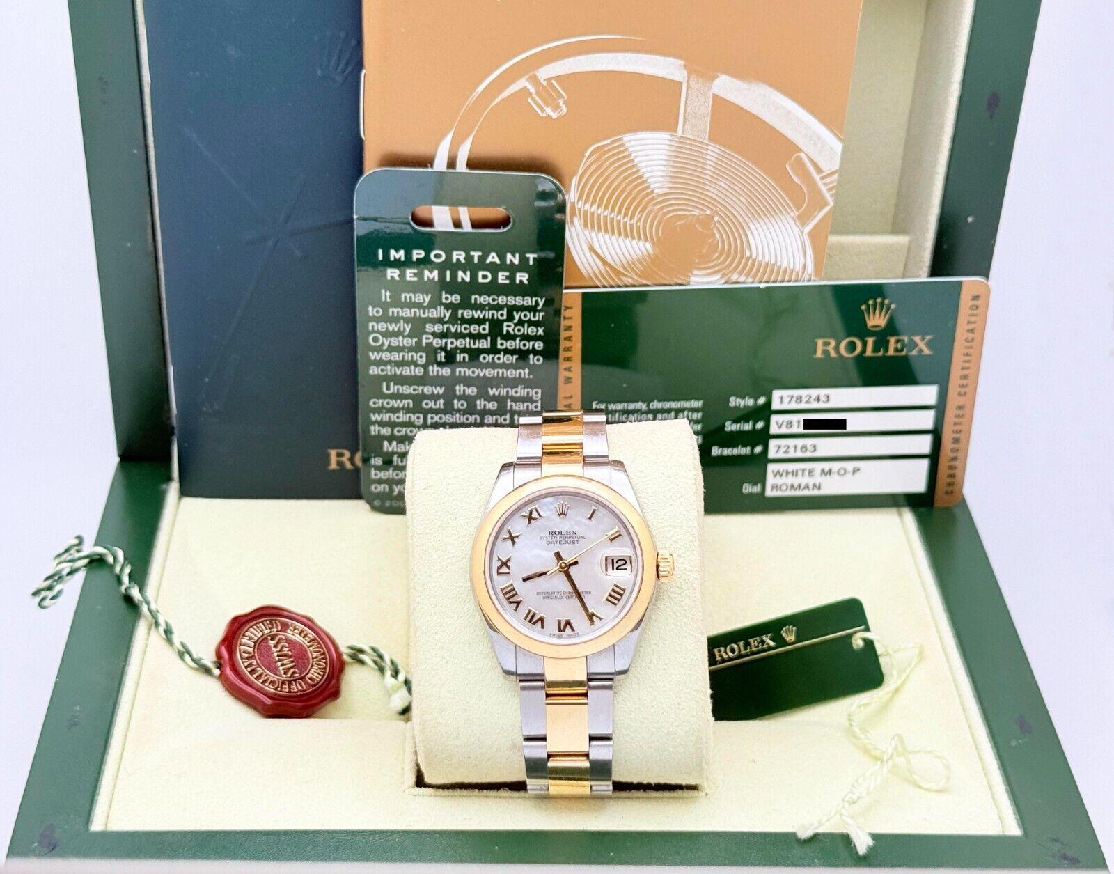 Rolex Datejust Midsize 31mm 178243 MOP Roman 18K Gelbgold Stahl Box Papier 5