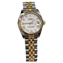 Rolex Datejust Midsize 31mm 178273 Weißer römischer 18K Gelbgold Edelstahl