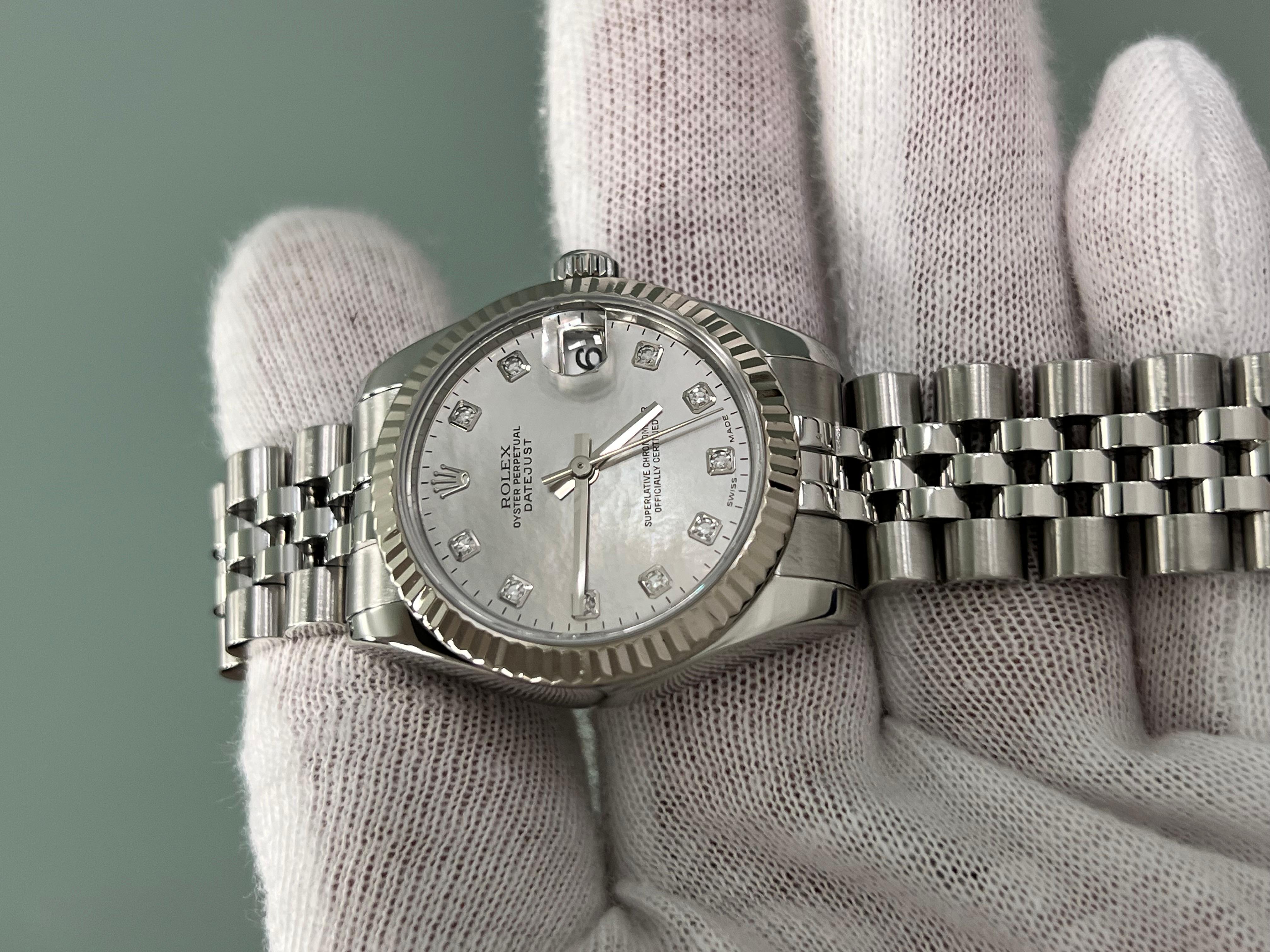Rolex Datejust Midsize 31mm 178274 Factory MOP Diamond Dial 18K Gold Steel For Sale 7