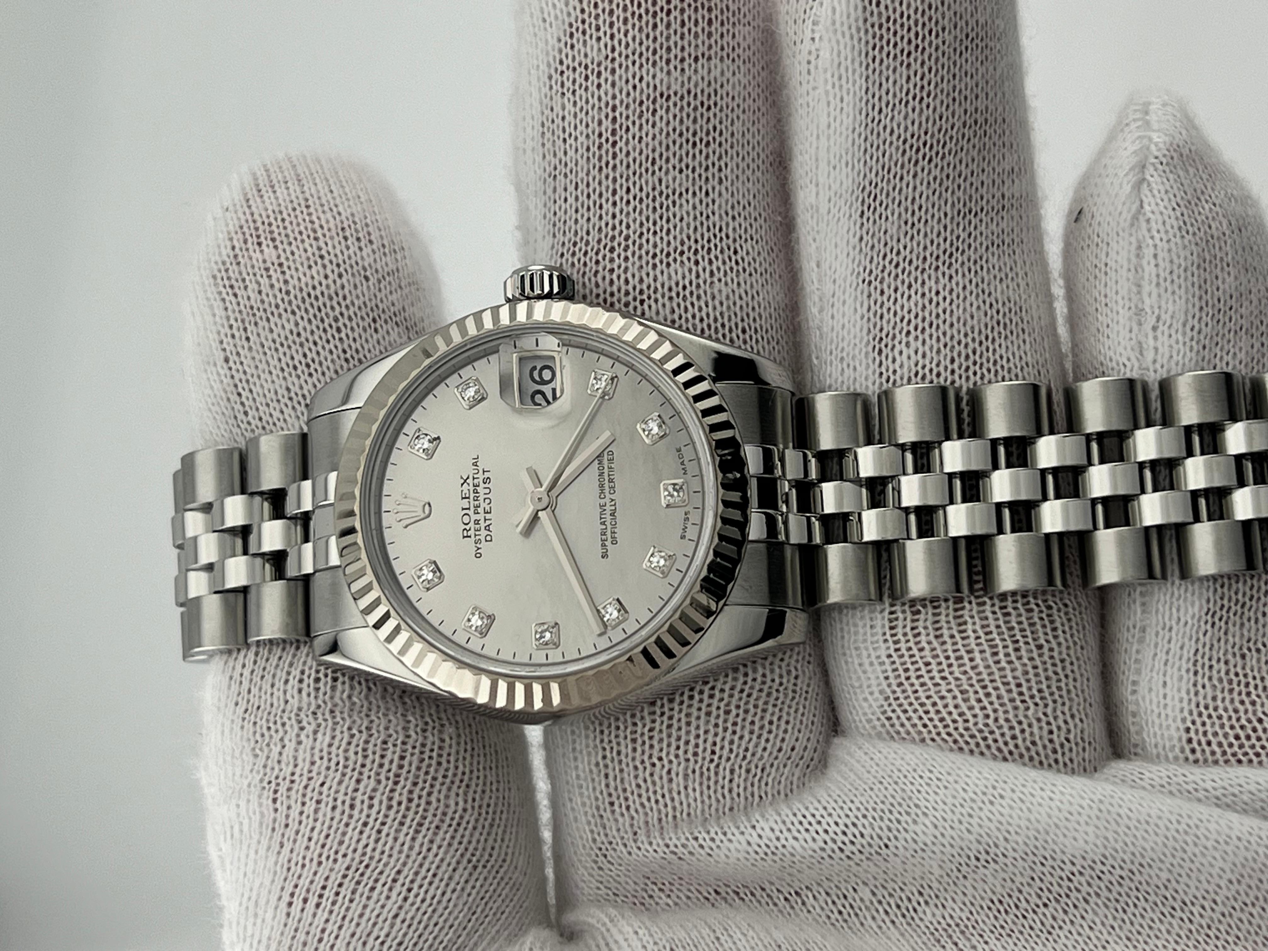 Women's Rolex Datejust Midsize 31mm 178274 Factory MOP Diamond Dial 18K Gold Steel For Sale